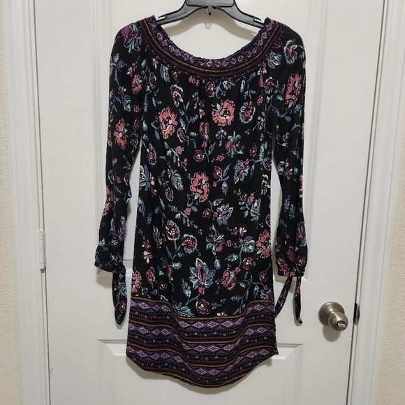 BeachLunchLounge Womens S Off Shoulder Whimsigoth Dress Floral Shift Mini Dress - Picture 1 of 7